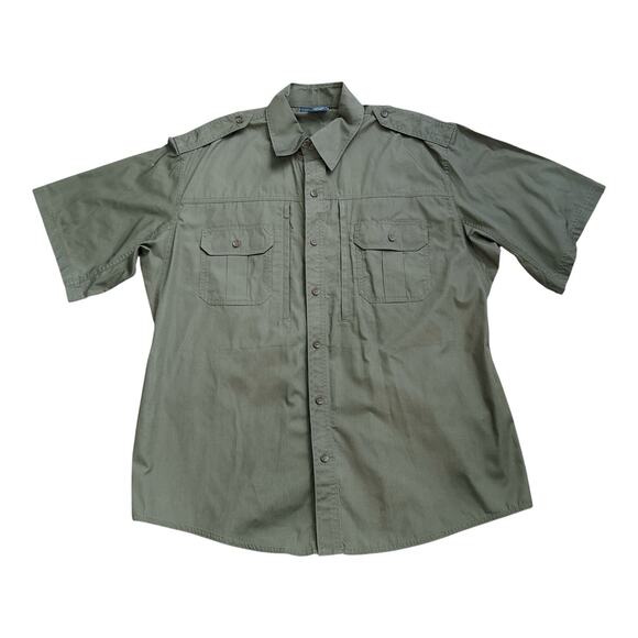 PROPPER Mens Size XL Olive Green Short Sleeve Button Up Collared Utility Shirt - Picture 1 of 4